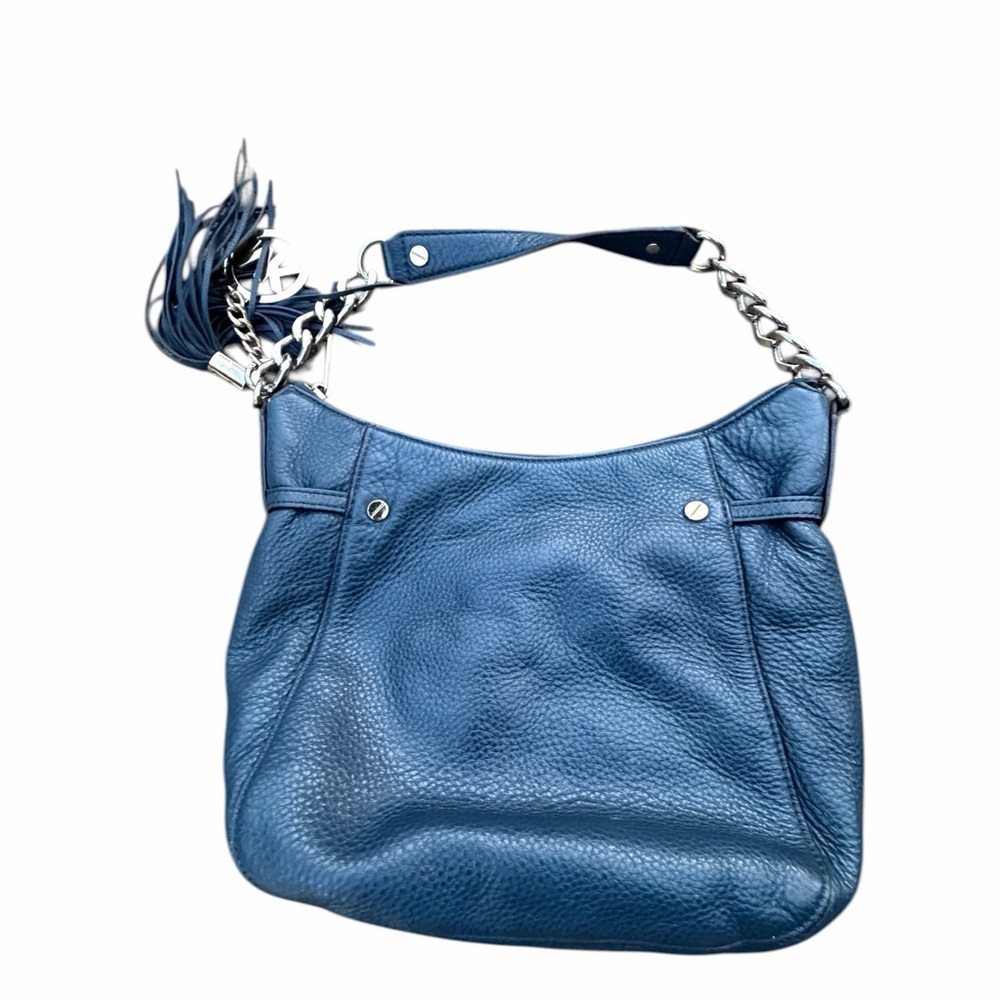 Michael Kors Navy Pebbled Leather Shoulder Bag with Tassel Charm vintage - Picture 4 of 7